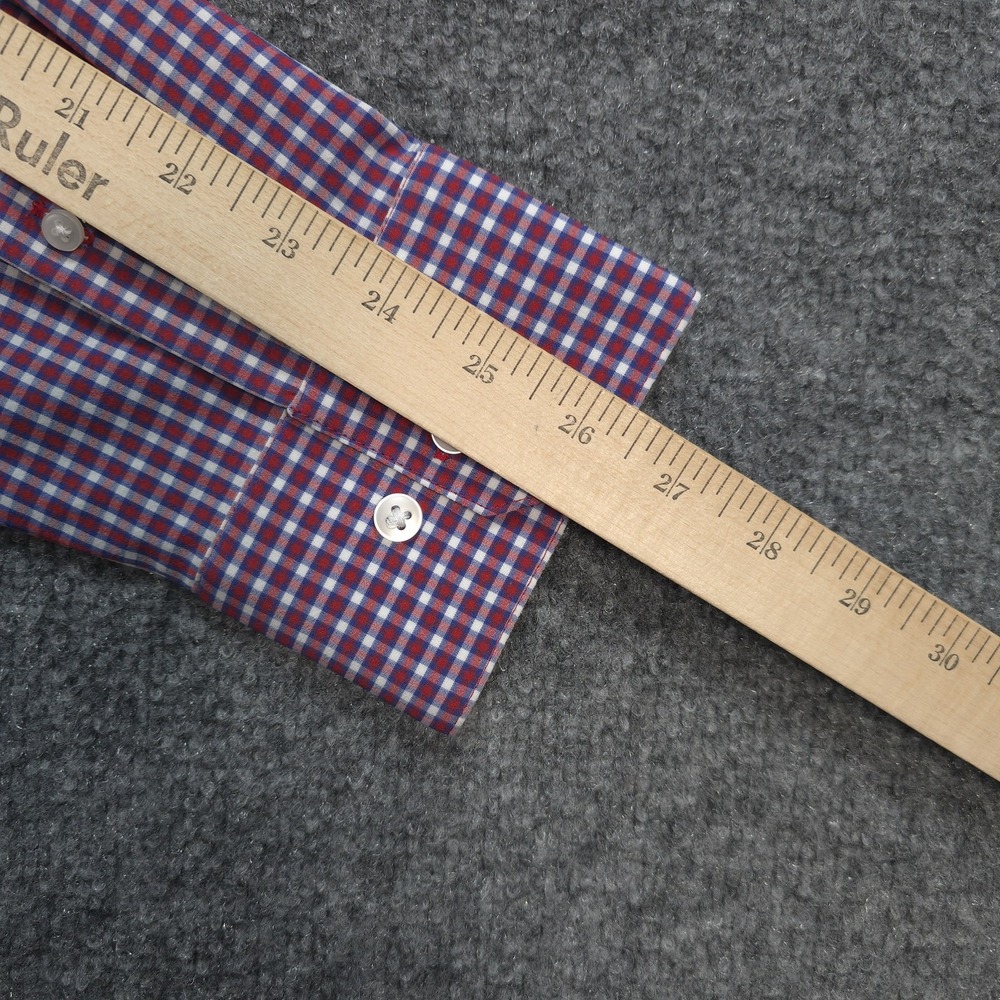 Mizzen Main Shirt Mens L Red Check Leeward Standard Fit Stretch Dress Business - Picture 10 of 10